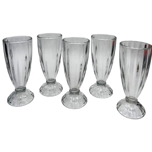 5 Libbey Soda Fountain Clear Glass Ice Cream Sundae Dessert Cups Fluted Design - Picture 1 of 6